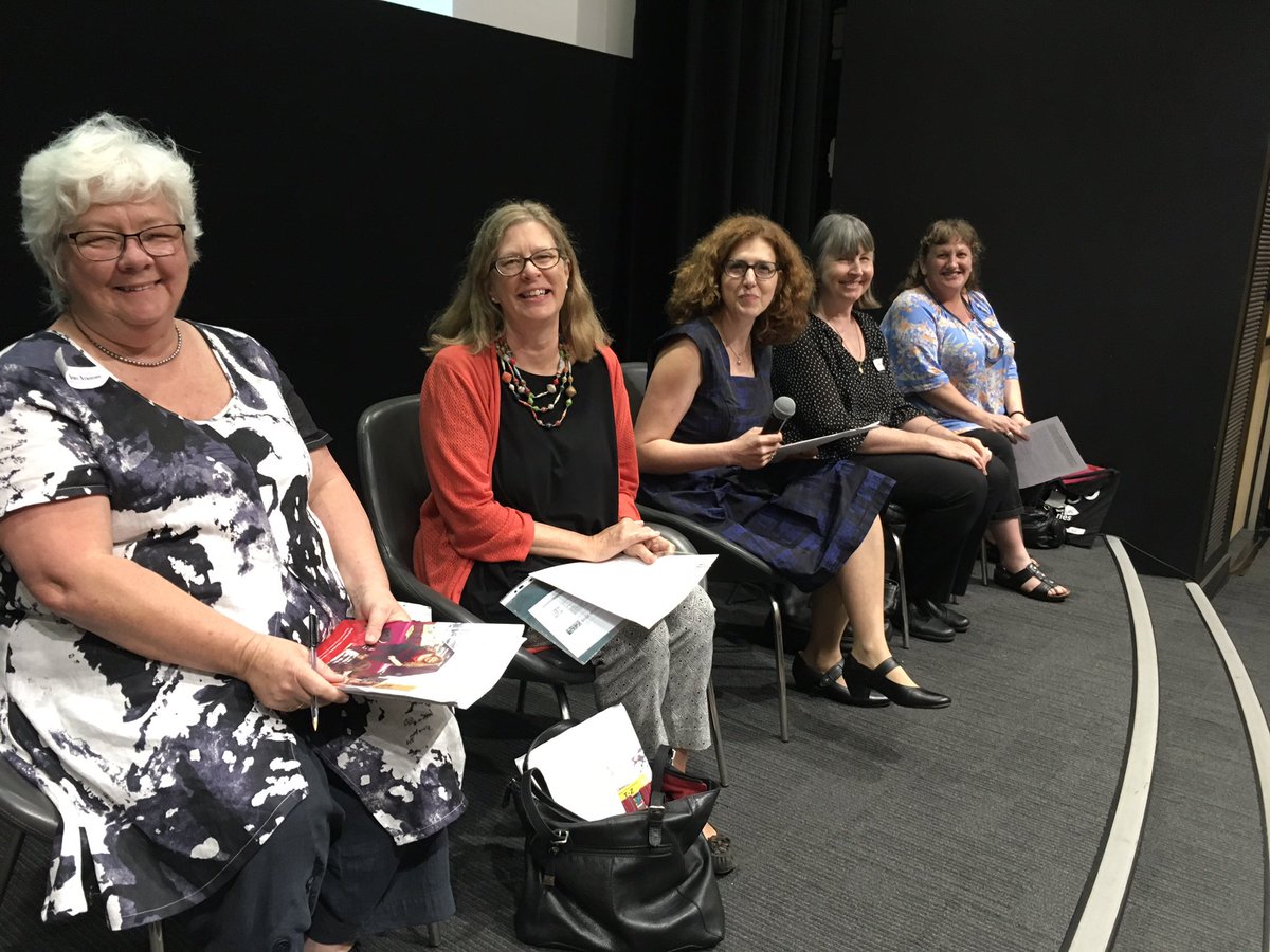 ellenforsyth's tweet image. Panel session for #nswpln2018 with public library staff talking about what they do