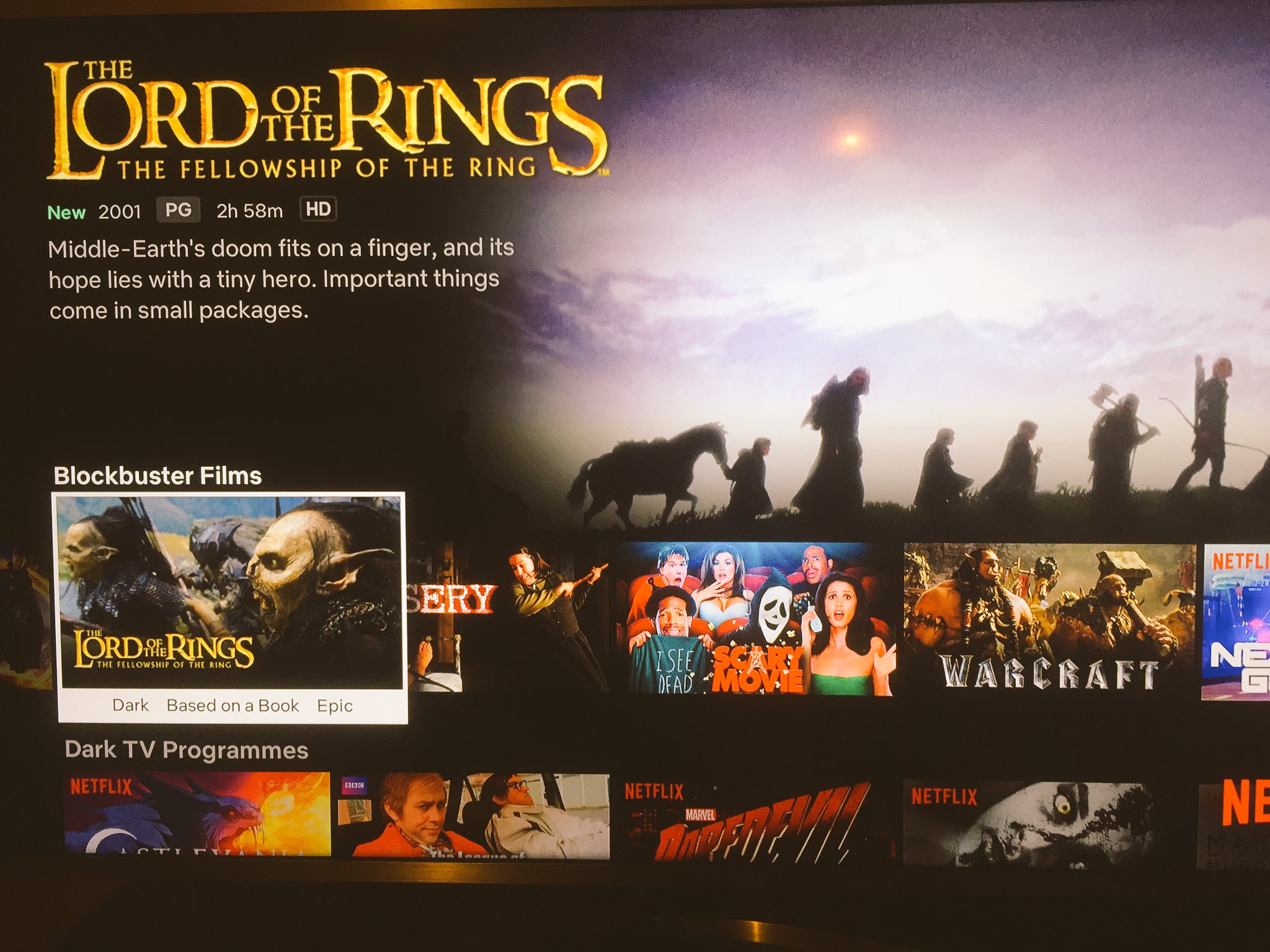 Is Movie 'The Lord of the Rings: The Fellowship of the Ring 2001' streaming  on Netflix?