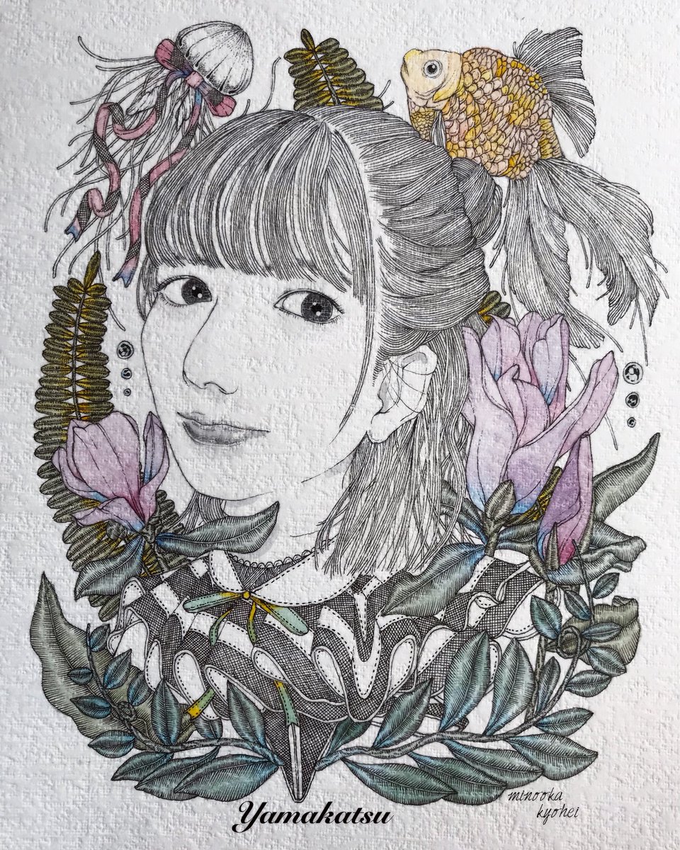 kyohei_minooka's tweet photo. Yamakatsuメンバーを描きました。
今回は常岡もいさん。
防府市観光ポスター着物モデルやラジオもしております。
--------------------
山口県内最大級のホール
「周南市文化会館」にてワンマンライ���を開催。
2018年11月24日(土)
ワンマンライブHP：https://t.co/jeA4RoEgWS ←要チェック https://t.co/h7cFJ5xOGL