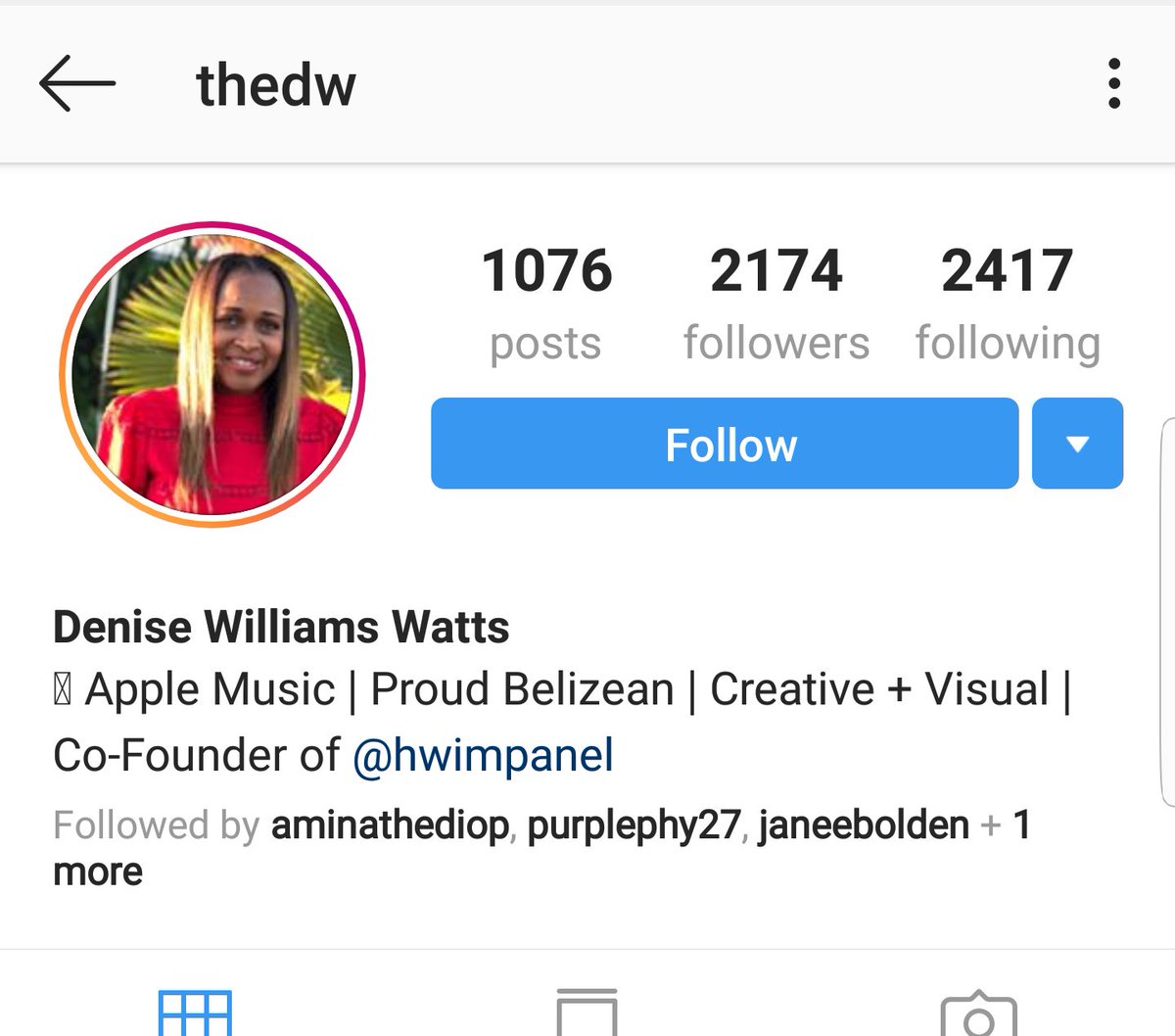 Denise Williams Watts IG: thedwGlobal Head Of Video Production, Content, & Live Events at Apple Music Co-founder of hwimpanel