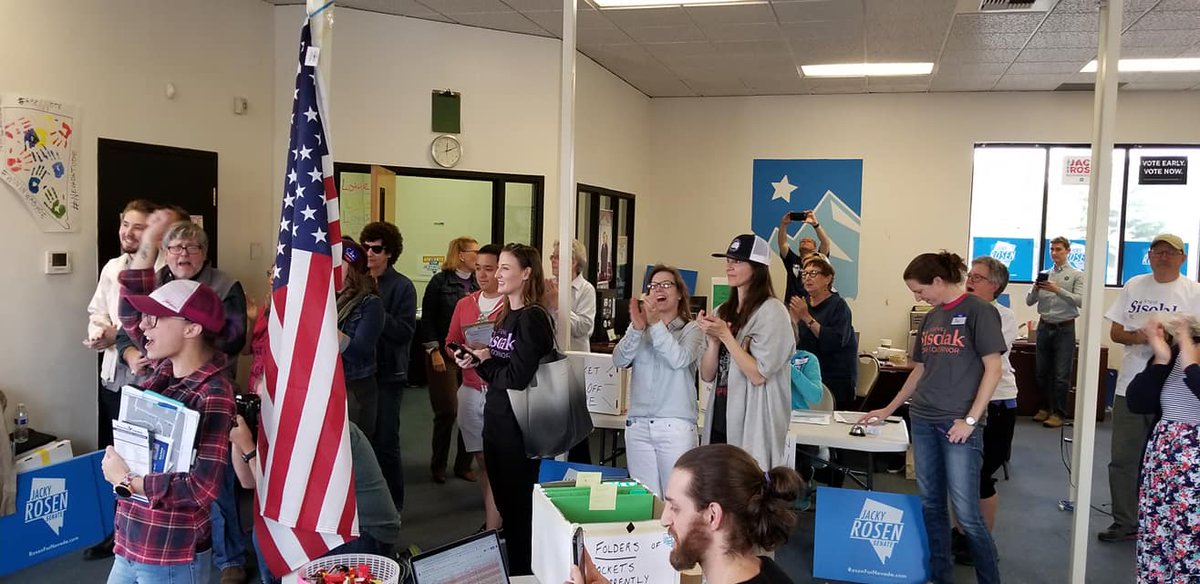 chip4nv's tweet photo. Gov. @MartinOMalley, our next Nevada Governor @SteveSisolak, our next Lt. Governor @KateMarshallNV and Nev. Senator @rattijulia visited the Sparks office of the coordinated campaign to rouse and thank today's excited canvassers. @nvdems #Midterms2018 #Vote https://t.co/XUjwIzwb3C