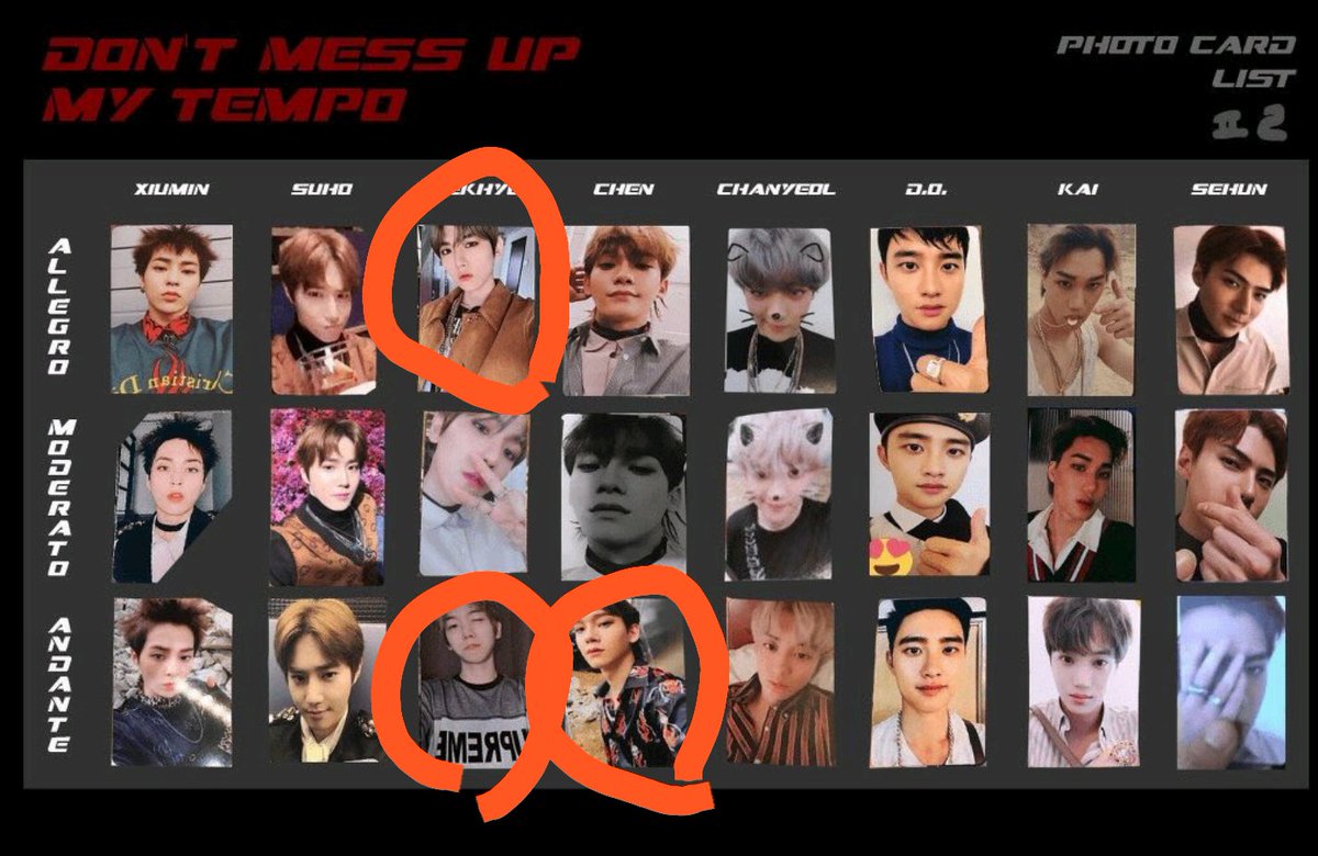 포카는 빨간동그라미 포카로~~
엽서는 첸.준면.카이 원해요!~😭

대구는 직거래.준등기.
준등기교환 가능합니다ㅜㅡㅜ
제발...#RT

#EXO_DontMessUpMyTempo #EXO #교환