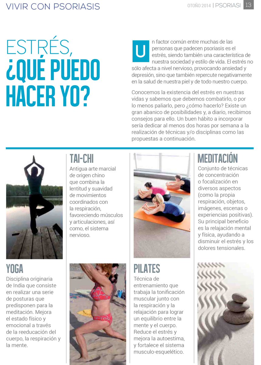 Un factor común entre muchos pacientes de #psoriasis es el #estrés, que no sólo nos afecta a nivel nervioso, provocando ansiedad y depresión, sino que también repercute negativamente en nuestra salud. Aquí algunas técnicas para sobrellevarlo: ow.ly/9N2c30mrwBs
