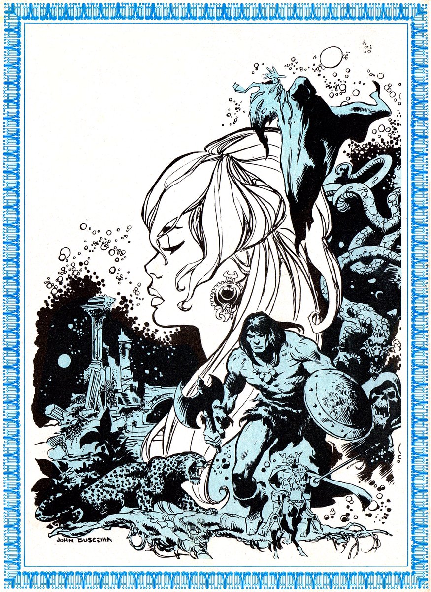 Back cover of UK Savage Sword of Conan #1 by John Buscema