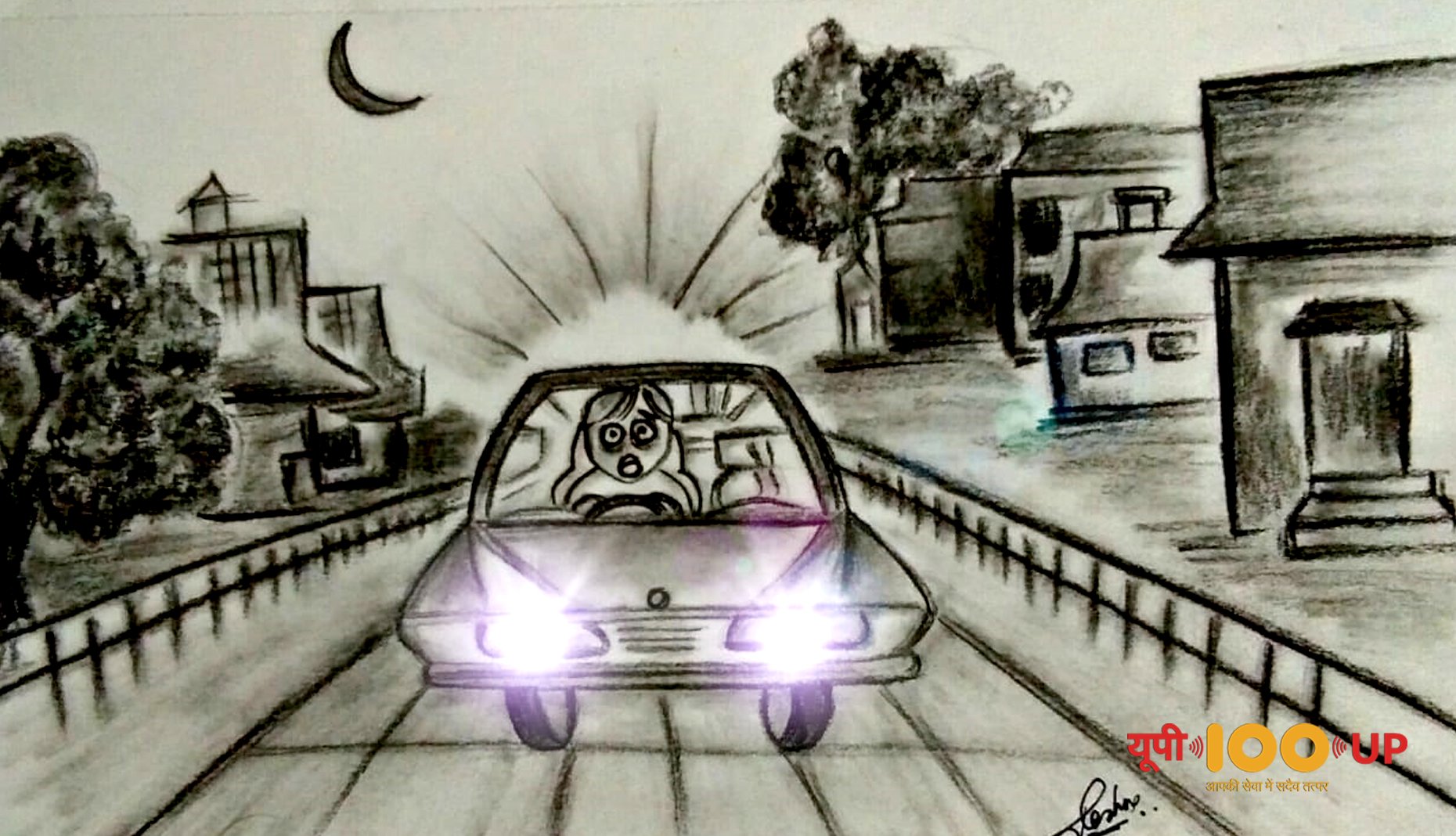 Road Safety Drawing Scene for School Kids Step by Step Easy - YouTube