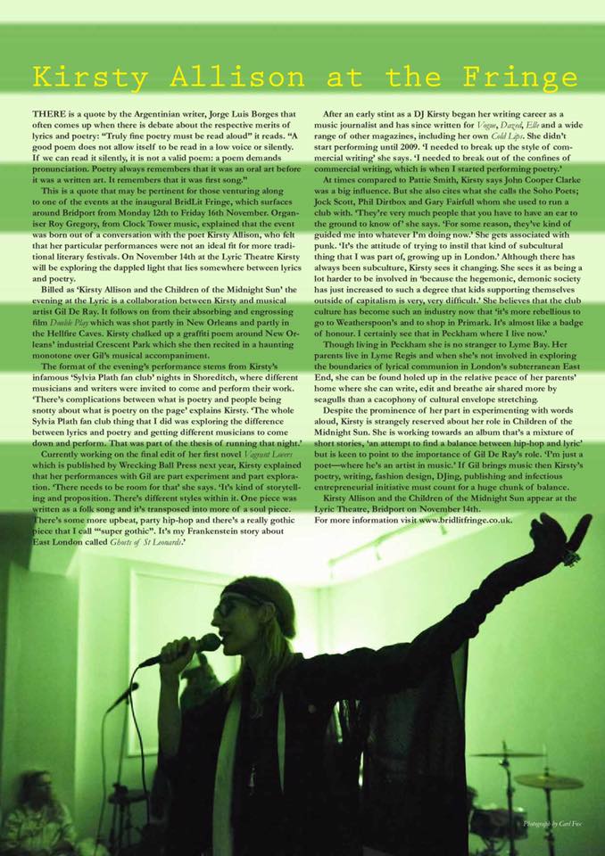 When your fav mag covers you. x <a href="/MarshwoodVale/">Marshwood</a> this is for the show at <a href="/BridlitFringe/">BridLit Fringe</a> next week with <a href="/GilDeRay/">Gil De Ray</a>