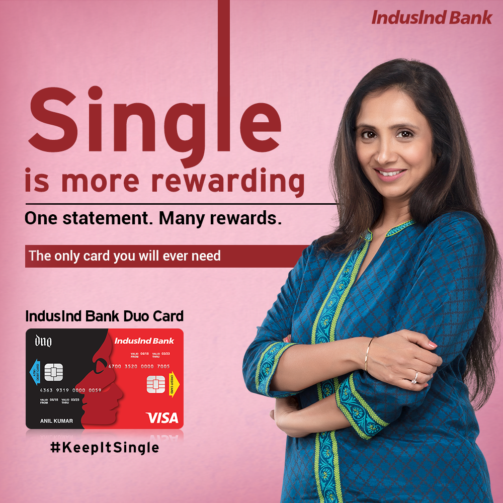 MyIndusIndBank's tweet photo. Say goodbye to the hassle of multiple statements and hello to more rewards with India’s first Debit-cum-Credit Card. Know more about the IndusInd Bank Duo Card here: https://t.co/gVtufxKbd3  #KeepItSingle https://t.co/ROXBQBkhJ4