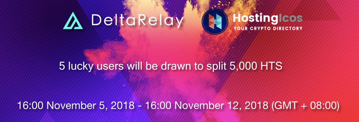 Complete the tasks to split 5,000 HTS
1. Follow <a href="/RelayDelta/">DeltaRelay</a> and <a href="/hostingicos/">HARSH_AGARWAL143</a>
2. Retweet this tweet and Comment with your ETH Address and your advice for DeltaRelay.com
The valuable idea will be rewarded more.
#HTS #rewards #Airdrop #giveaway #ETH #DEX #metamask #metamask