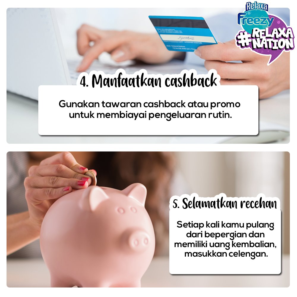 RelaxaID's tweet photo. Bosan gak sih kamu ngeliat isi saldo puluhan ribu setiap akhir bulan? Nah, mumpung masih awal bulan nih, yuk atur pengeluaran kamu dengan tips berikut. #RelaxaNation https://t.co/mE25kd5kiP