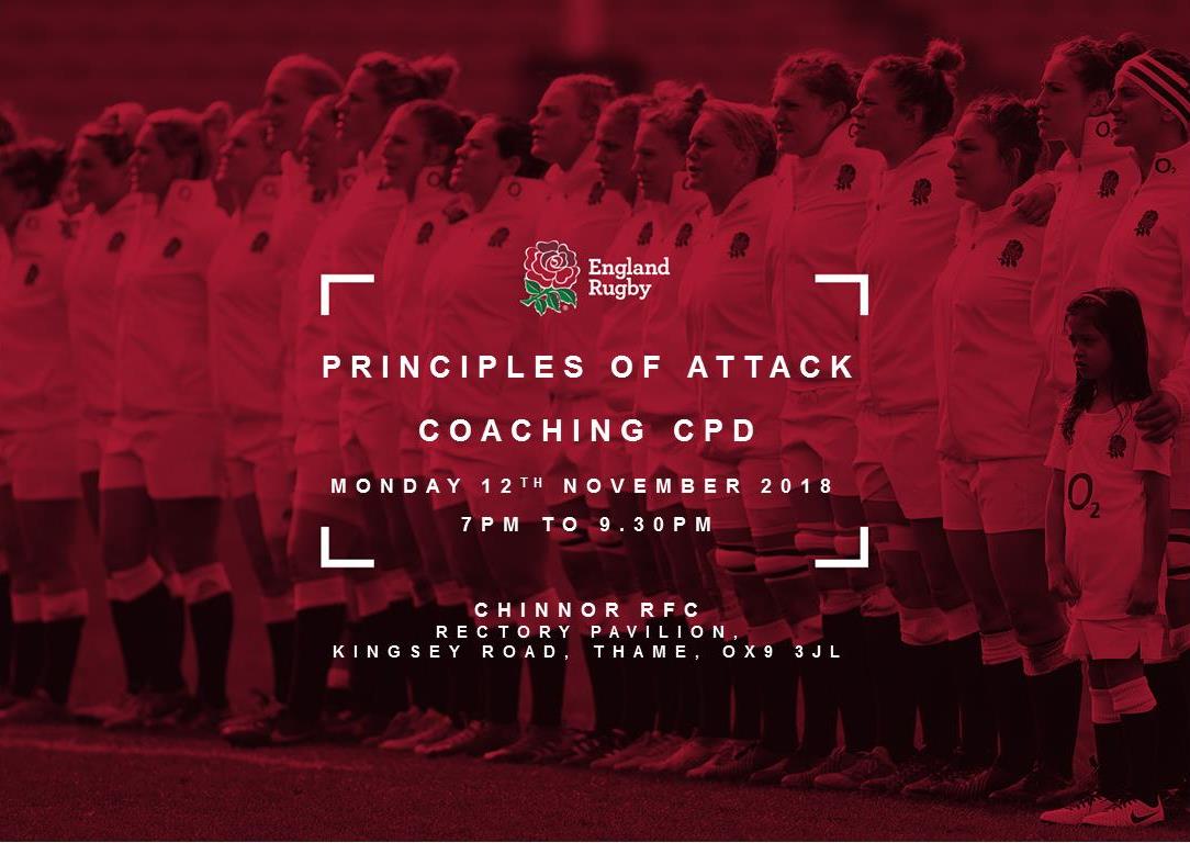 OxfordshireRFU's tweet photo. Join us on Monday 12th November @ChinnorRugby from 7pm to 9.30pm for the @EnglandRugby #PrinciplesOfAttack coaching CPD.
#CoachingFamily
#PrinciplesOfPlay
Contact nicktodd@rfu.com for details. https://t.co/pPhl15sCjK