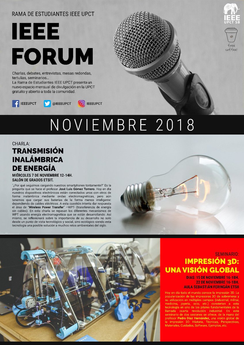 IEEEUPCT's tweet photo. Esta semana arranca nuestra nueva iniciativa "IEEEforum" 🔝 ¡Os esperamos! #IEEEforum #IEEEUpct #ETSII #ETSIT #upct https://t.co/qpskdCHEch
