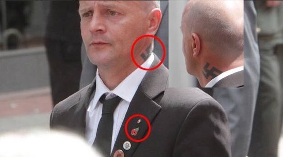 The latest fashion trend this November- the swastika poppy combo! Are you proudly patriotic? Do you hate brown people? Are you bafflingly hypocritical? Sport your poppy/swastika this November to help remember the men who laid down their lives fighting against Nazis! #poppyfascism