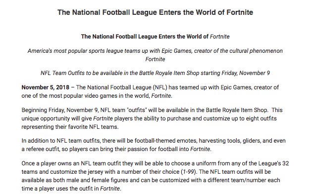 Liz Mullen On Twitter Nfl Announces Deal With Fortnite