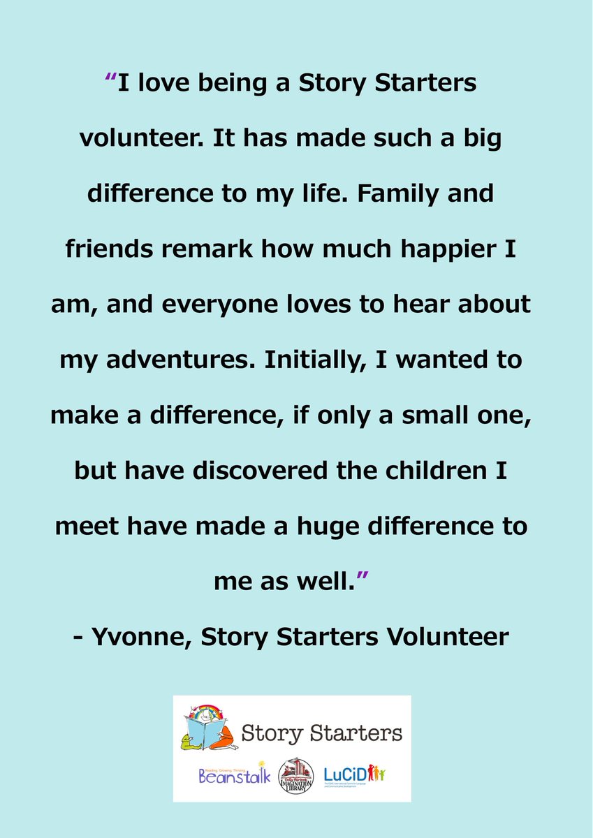 Story Starters (@storystartersuk) on Twitter photo Story Starters #volunteers read with pre-schoolers, and the books are specially chosen by <a href="/dollyslibrary/">Imagination Library</a> to be engaging and age-appropriate. How much enjoyment do Story Starters get from volunteering?
Here are some #ThursdayThoughts from volunteer Yvonne which give you an idea! Story Starters #volunteers read with pre-schoolers, and the books are specially chosen by <a href="/dollyslibrary/">Imagination Library</a> to be engaging and age-appropriate. How much enjoyment do Story Starters get from volunteering?
Here are some #ThursdayThoughts from volunteer Yvonne which give you an idea!