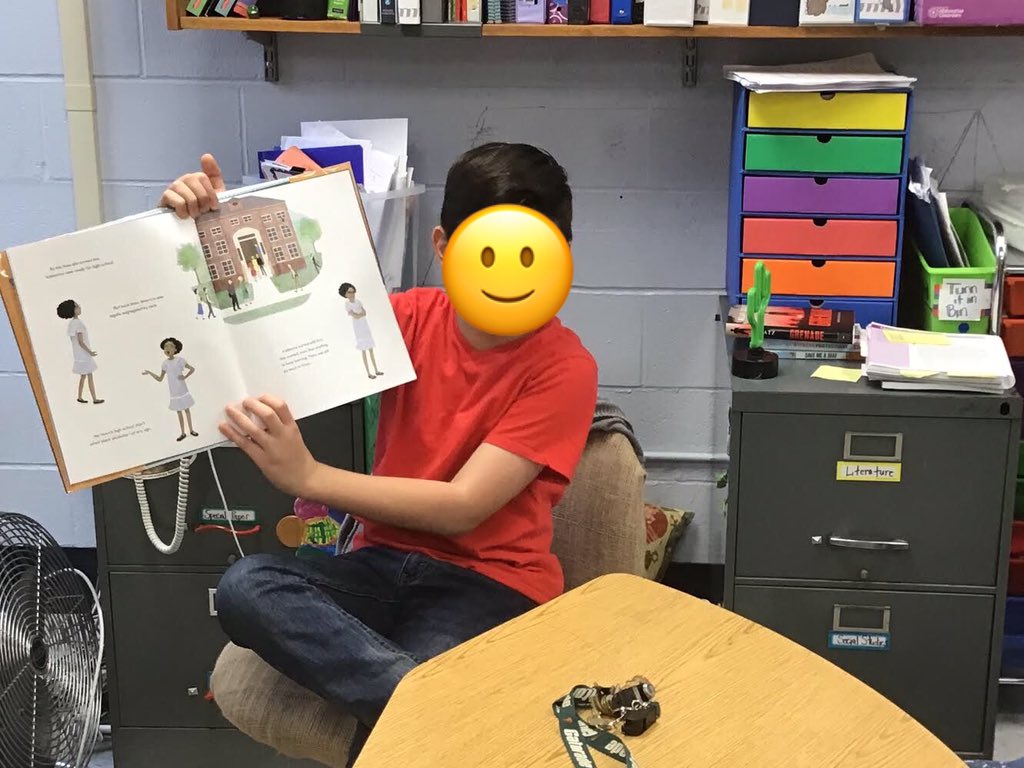 RTSEdge6's tweet photo. Students reading to students! Thanks @rtslitech for this great read on Katherine Johnson. #cbad #rtsrocks https://t.co/KlObhZ6v1Q