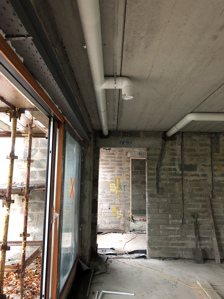 robinhillconstr's tweet photo. Mechanical ventilation and heat recovery installation underway and internal 1st fix progressing at this one off house to Client specification in east Belfast. #buildersview #principalcontractors #charteredbuilder https://t.co/7jSwKIQHZI