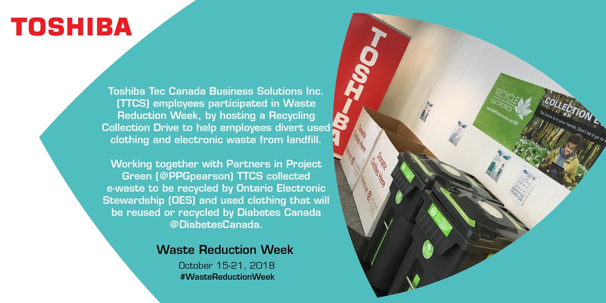 During Waste Reduction Week TTCS hosted a Recycling Collection Drive. Working together with Partners in Project Green TTCS collected e-waste to be recycled by Ontario Electronic Stewardship (OES) &amp; used clothing that will be reused/recycled by Diabetes Canada <a href="/DiabetesCanada/">Diabetes Canada</a>.