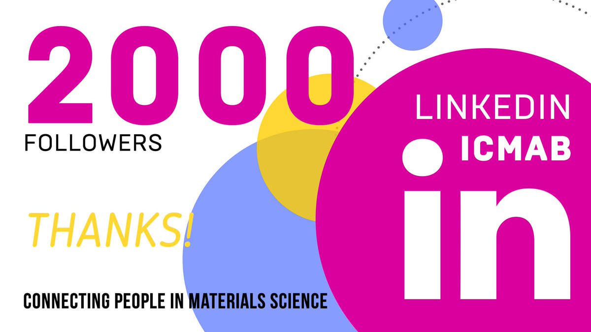 icmabCSIC's tweet photo. ๐Yuhuuu! We have reached 2000 followers in @LinkedIn! Thanks to all of you who are following usโ๏ธ#connectingpeople
#matrialsscience #nanoscience https://t.co/JZI62oGsXz https://t.co/y84zXkJfWL