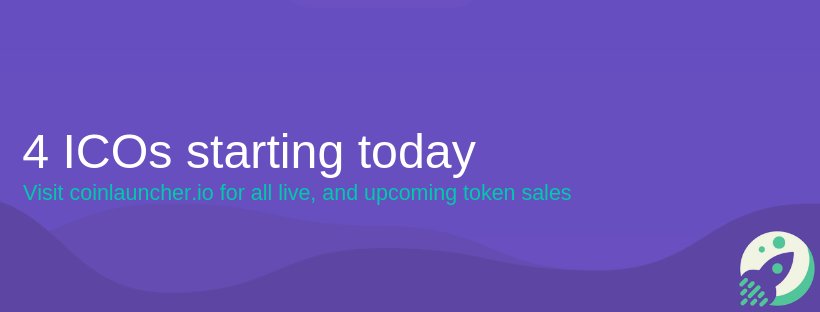 coinlauncher's tweet photo. We have 4 ICOs beginning today! Visit https://t.co/62OCyTtqNm for all live and upcoming token sales! 
Lokalize @Lokalize_io
Cryptoveno @venoprojects
Dataeum @dataeum
Aurum @AurumToken
#ico #initialcoinoffering #cryptocurrency #token #blockchain #tokensale #crowdsale #icoratings https://t.co/ynihqd6QkJ