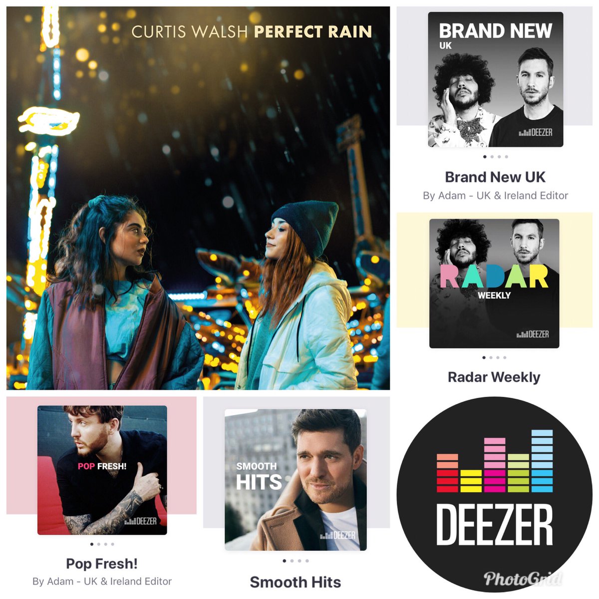CWalshMusic's tweet photo. Serious shout out to @deezeruk & @Deezer for supporting #PerfectRain so much on these playlists. Hugely appreciated. Thank you again!👌Curtis #BrandNewUK #RadarWeekly #PopFresh #SmoothHits https://t.co/yuBPnCpPlV
