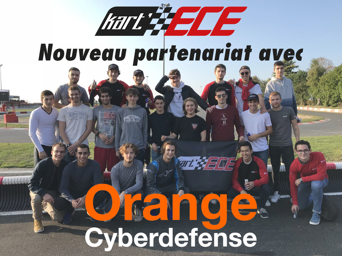 Kart’ECE signe un nouveau partenariat avec @OrangeCyberdef 
Après avoir participé à la création de la nouvelle spécialisation « Cybersécurité Défensive » à l’ECE Paris, Orange Cyberdefense a accepté de soutenir KartECE, l’association Karting de l’ECE Paris, championne de France.