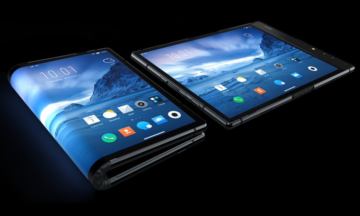 iamfawad25's tweet image. A smartphone you can FOLD into your pocket! Futuristic handset with a bendy screen is unveiled in China for £1000 called #FlexiPad #AndroidPi #foldablephones