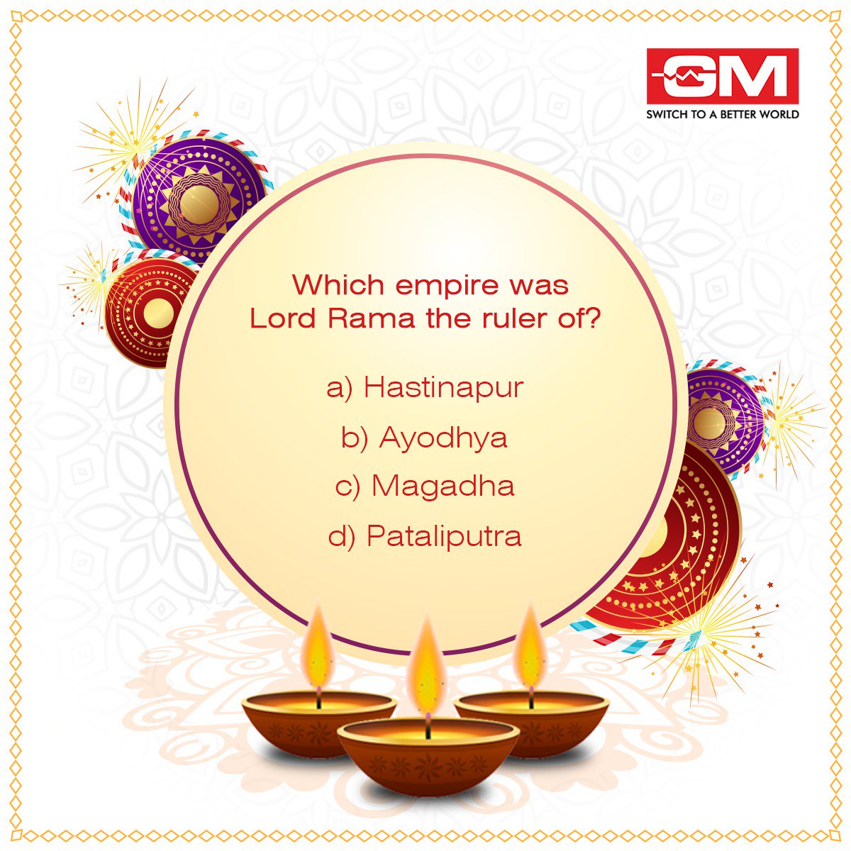 GMModular's tweet photo. Here's question #3 of our #Diwali Contest. If you think you have it in you to be the ultimate winner, then go ahead and answer the question below 😎
#GMModular #GMwaliDiwali #Contest #diwaligiveaway #diwalisurprises #diwaligifts  #contestalert #contestalertindia https://t.co/6Ddg1y3oww