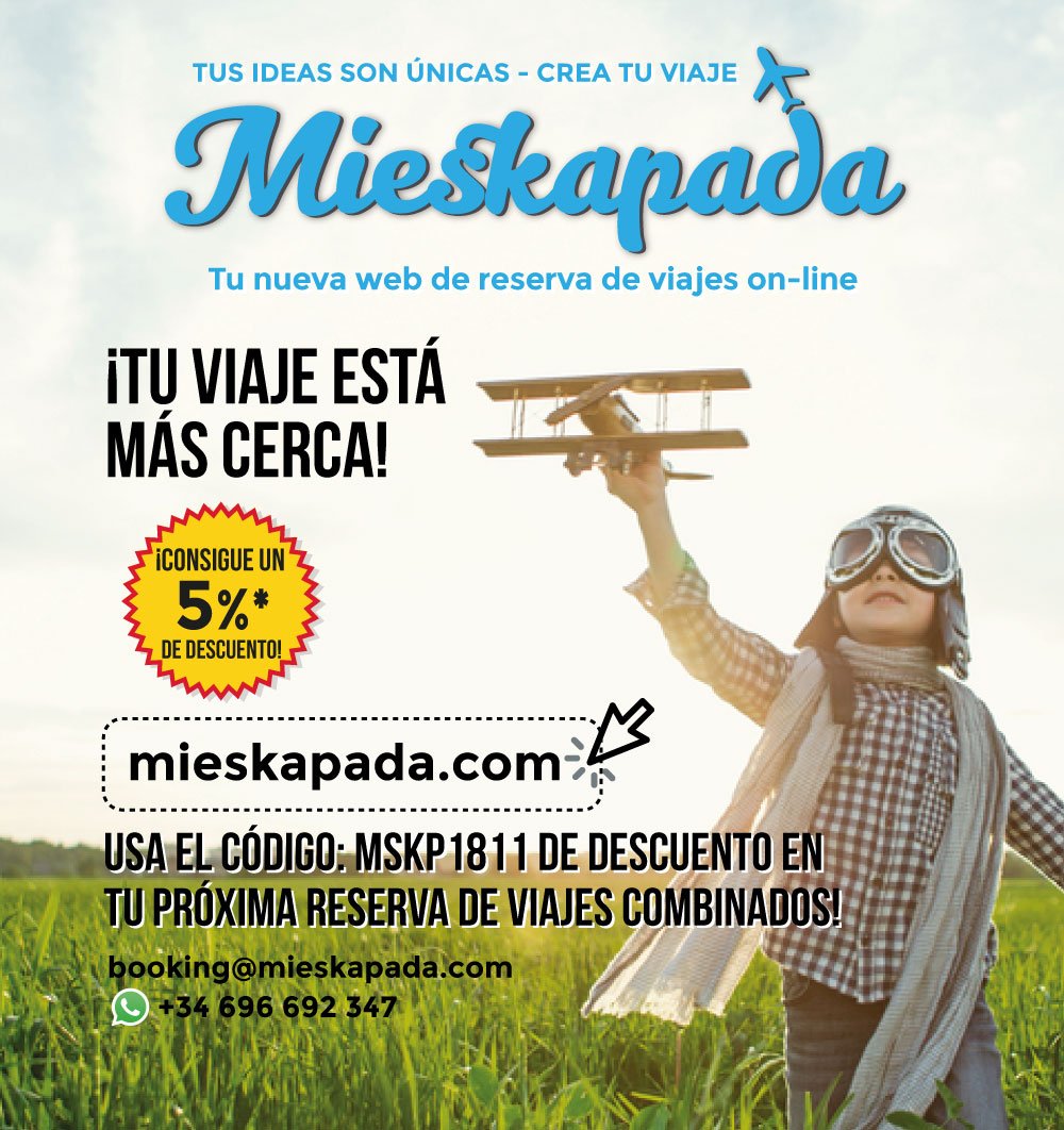 Mieskapada's tweet photo. Hasta el 11 de noviembre! Planea tus #escapadas e incluso tus grandes #viajes, ahora con el 5% de #descuento con el código MSKP1811. Ya estás más cerca de tu destino! https://t.co/hUX0cmMCoN https://t.co/GsojCYqMuO