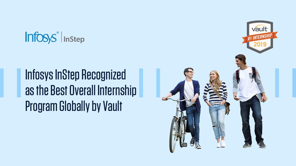InfosysCareers's tweet image. Infosys Instep is the No. 1 global internship! We couldn’t have been happier to receive this global recognition from @VaultCareers during the 20th anniversary of #InfosysInstep infy.com/2ANr0N0