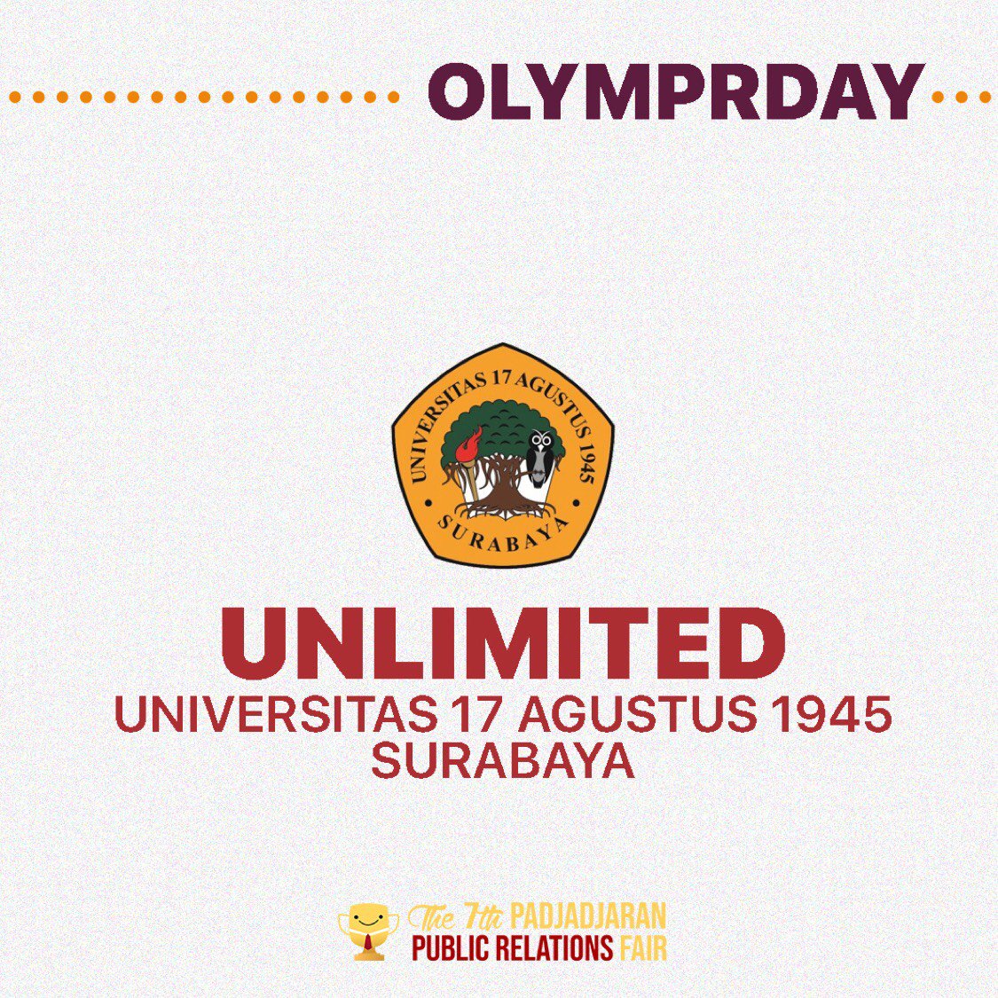 Congratulations for all the distinguished finalists! Once again, we would like to send our gratitude to all participants for the captivating works you have submitted.

We are wishing you the best of luck and we surely can not wait to see you guys at The 7th Padjadjaran PR Fair!