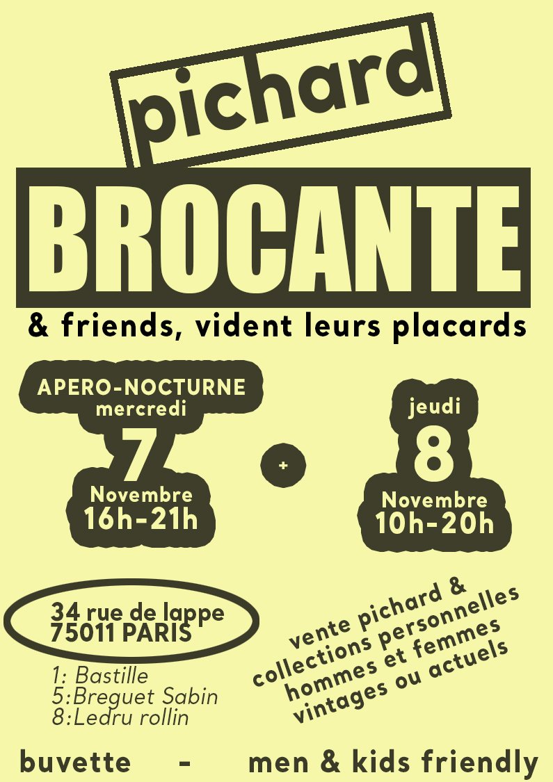 Brocante les 7&amp;8 novembre -> Pichard vide son placard facebook.com/events/2259383… #brocante #vente