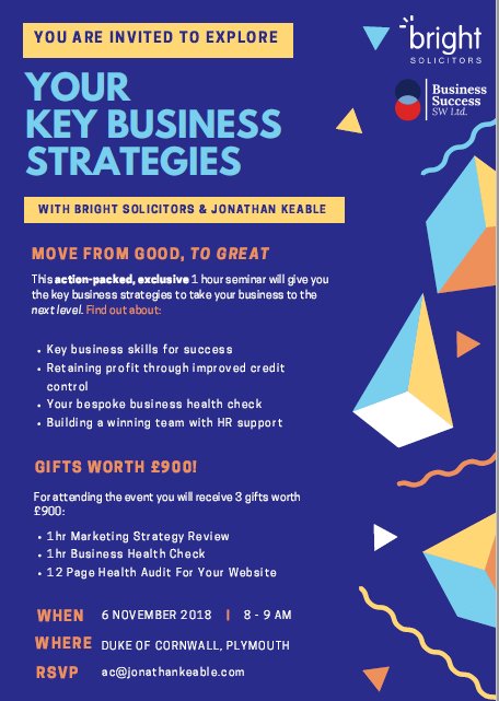 Are you either the owner or a key decision maker in a business with 5 or employees? Why not join us at this free event tomorrow and you will also receive 3 'gifts' worth £900!! Please register on the link below.
eventbrite.co.uk/e/your-key-to-…