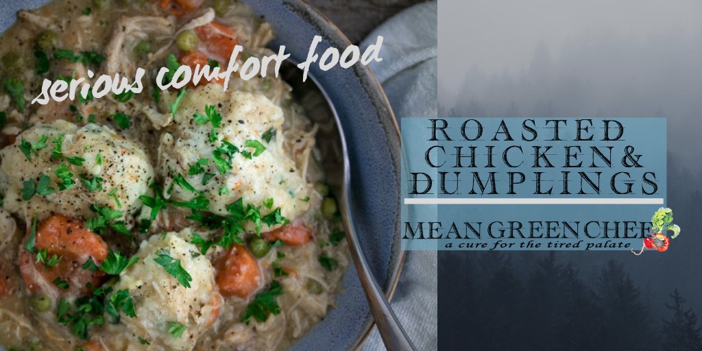 MeanGreenChef's tweet photo. Serious comfort food on a cold day, roasted chicken and dumplings. #comfortfood #chickenanddumplings #nom #foodie #meangreenchef https://t.co/mnhVn3CN6n