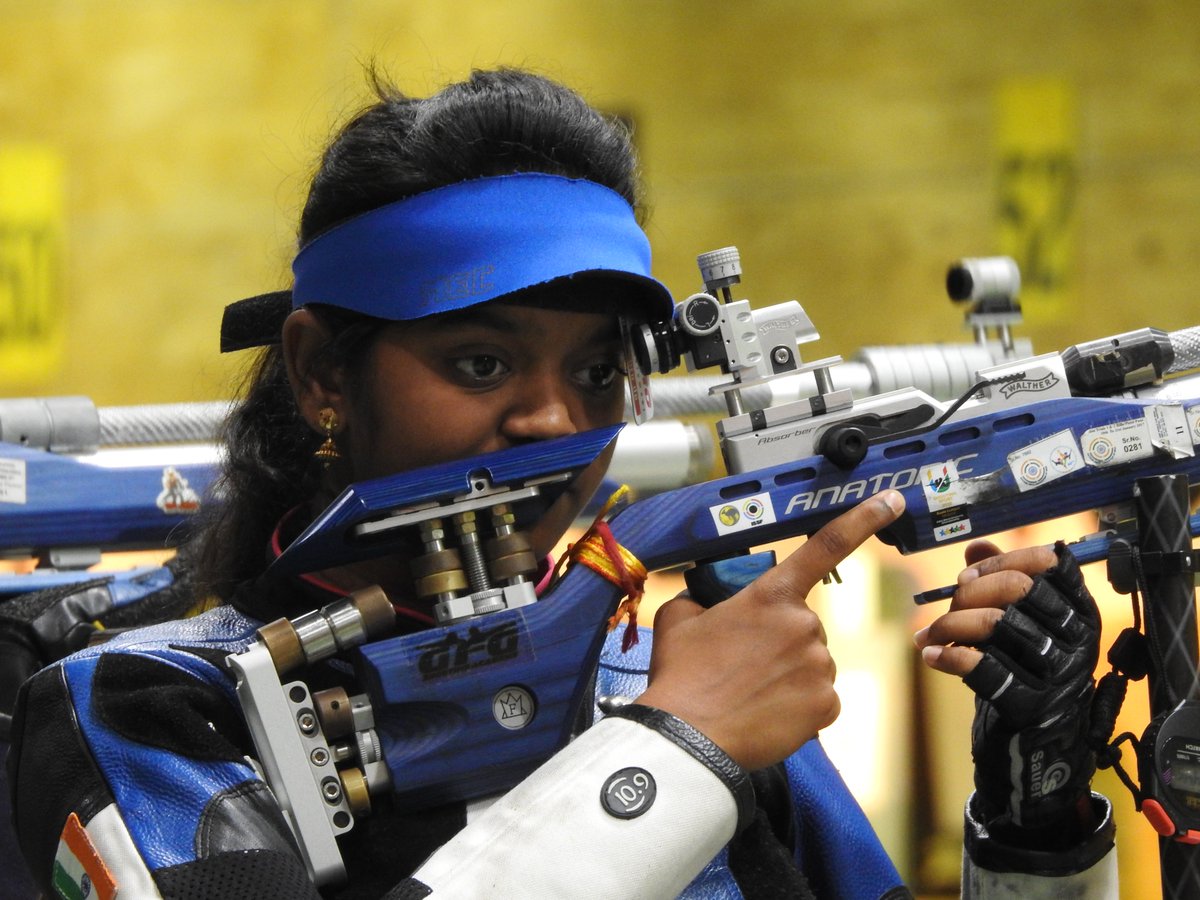 Gun_for_Glory's tweet photo. Congratulations @elavalarivan for winning Bronze medal in Individual &amp; Silver in Team Category along with @GhoshMehuli &amp; @Shreyaagr9032 at 11th Asian Air Gun Championship.
Congratulations girls for the medals &amp; the brilliant effort. 
#FocusAimShoot #GFG #GNSPF #OGQ #LEAP https://t.co/Cy1UV1WtOl