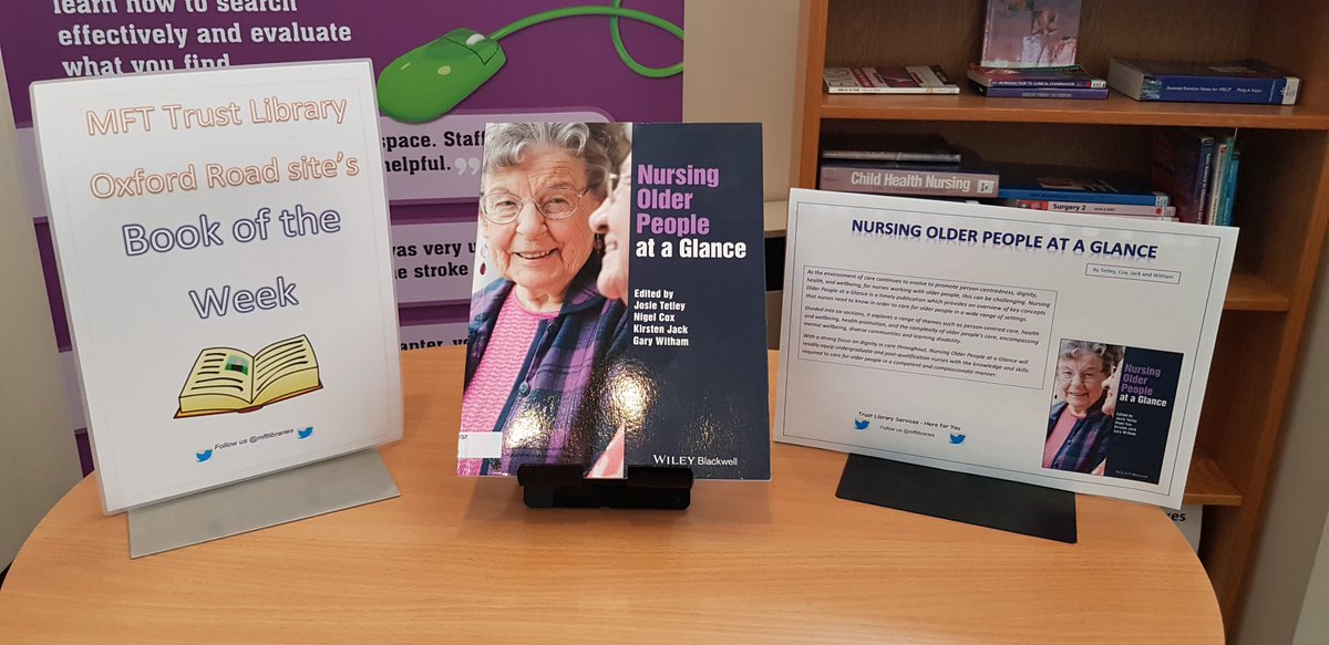 mftlibraries's tweet image. This week's Oxford Road site #BookoftheWeek is 'Nursing older people at a glance' - copies available to loan at all three Trust Library sites #ImproveFalls #FallsCollaborative @MFTnhs @NHSImprovement @DrJosieTetley @DrNigelCox @MMUHPSC