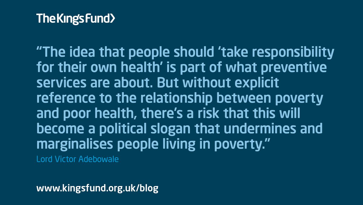 TheKingsFund's tweet photo. This quote from Victor Adebowale's recent blog is particularly timely with #publichealth and #prevention in the headlines today: https://t.co/uM7z9MEBKW https://t.co/aHGIJXntrj