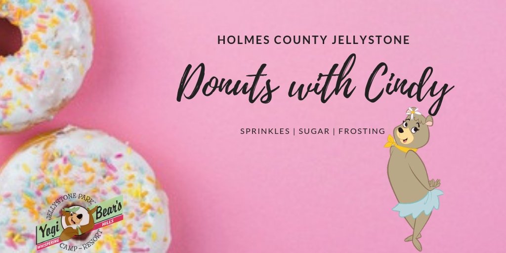WH_Jellystone's tweet photo. It's #nationaldonutday! Raise your hand if you have made and ate donuts with Cindy while you were camping with us 🙋‍♂️🙋‍♀️ https://t.co/JMuABXKn8u