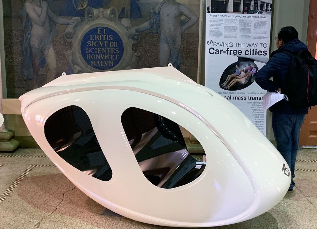 Inventing new ways to get around doesn't get around the need for regulations and consensus, a conference at <a href="/MIT/">Massachusetts Institute of Technology (MIT)</a> from @CraigKelleyone finds. @TBmeek reports at bit.ly/2QioSlt. (Photo: A <a href="/TransitXCorp/">Transit X</a> pod by Tom Meek) #CambMA #Somerville