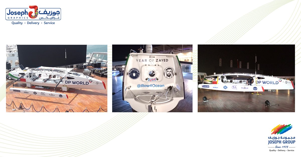 JosephGroup_DXB's tweet photo. Our Group company Joseph Graphics completed the branding for the fabulous #trimaran, The QE2 "Year of Zayed" by @row4ocean.
Contact us for all your branding requirements.
Visit https://t.co/p1LNtq98rS or call +971 4 880 3433.
#josephgroup #josephgraphics #branding #dpworlduae https://t.co/oQu6Vi1XA7