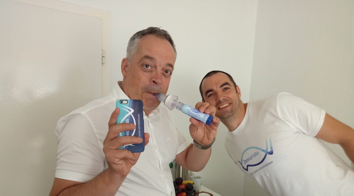 Zencorlab's tweet photo. A look back to a crazy Friday when an #angelinvestor Mr Paul Roberts the #founder of Romedic BV (#acquired by Mediq NV) flew over from #Maastricht, Netherlands just to blow the Whistle for a few hours at @Zencorlab offices in Werder (Havel).@grants4apps @Bayer https://t.co/F86eFBBXC9