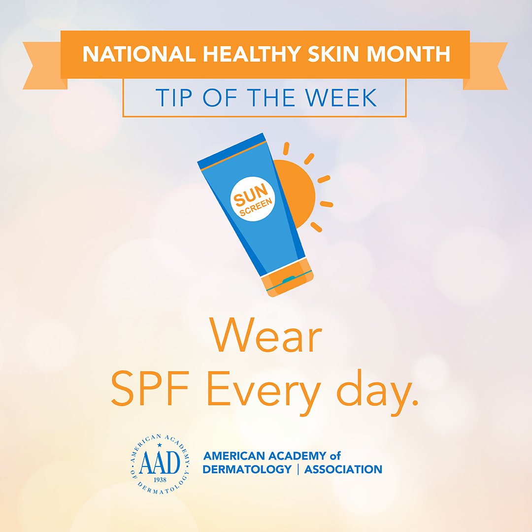 AADskin's tweet photo. Protecting your skin from the sun helps prevent #skincancer and premature signs of aging. Find the right sunscreen for you: https://t.co/gldLUP9k5S #NationalHealthySkinMonth https://t.co/J0qw60yaI3