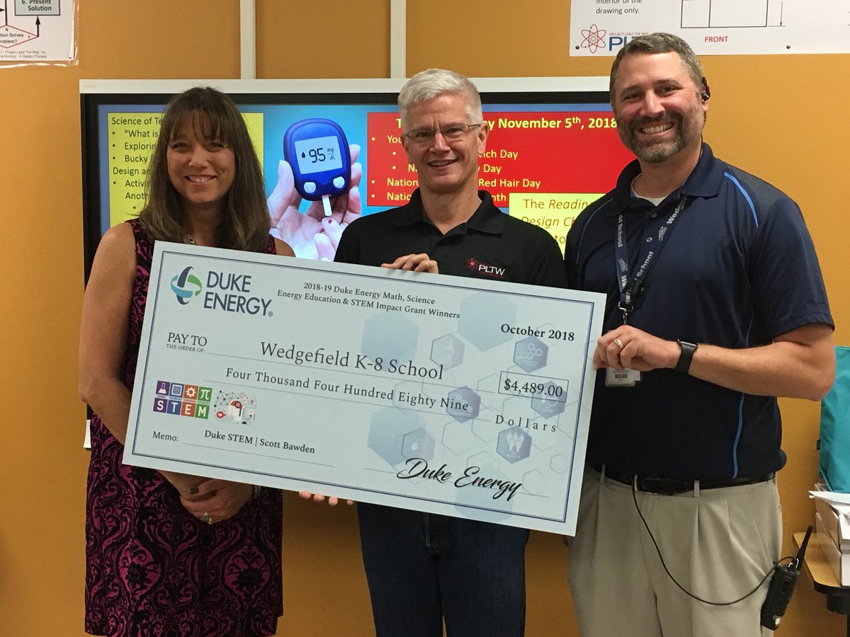 OcpsEast's tweet photo. Congratulations to Wedgefield’s Project Lead the Way teacher, Scott Bawden, recipient of a $5000 Duke Energy grant. Funds will be used to purchase supplies and equipment for energy conservation research. Go Rockets! https://t.co/rKOJ189vEF