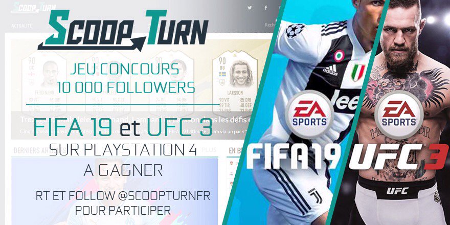ScoopTurnFC's tweet photo. #CONCOURS1 pour fêter les 10k abonnés sur Twitter !

#RT + #Follow @ScoopTurnFR pour tenter de gagner 1 jeu #FIFA19 + 1 UFC 3 !

TAS le 12/11/18 ! 💥 https://t.co/5DqyCiVHyS