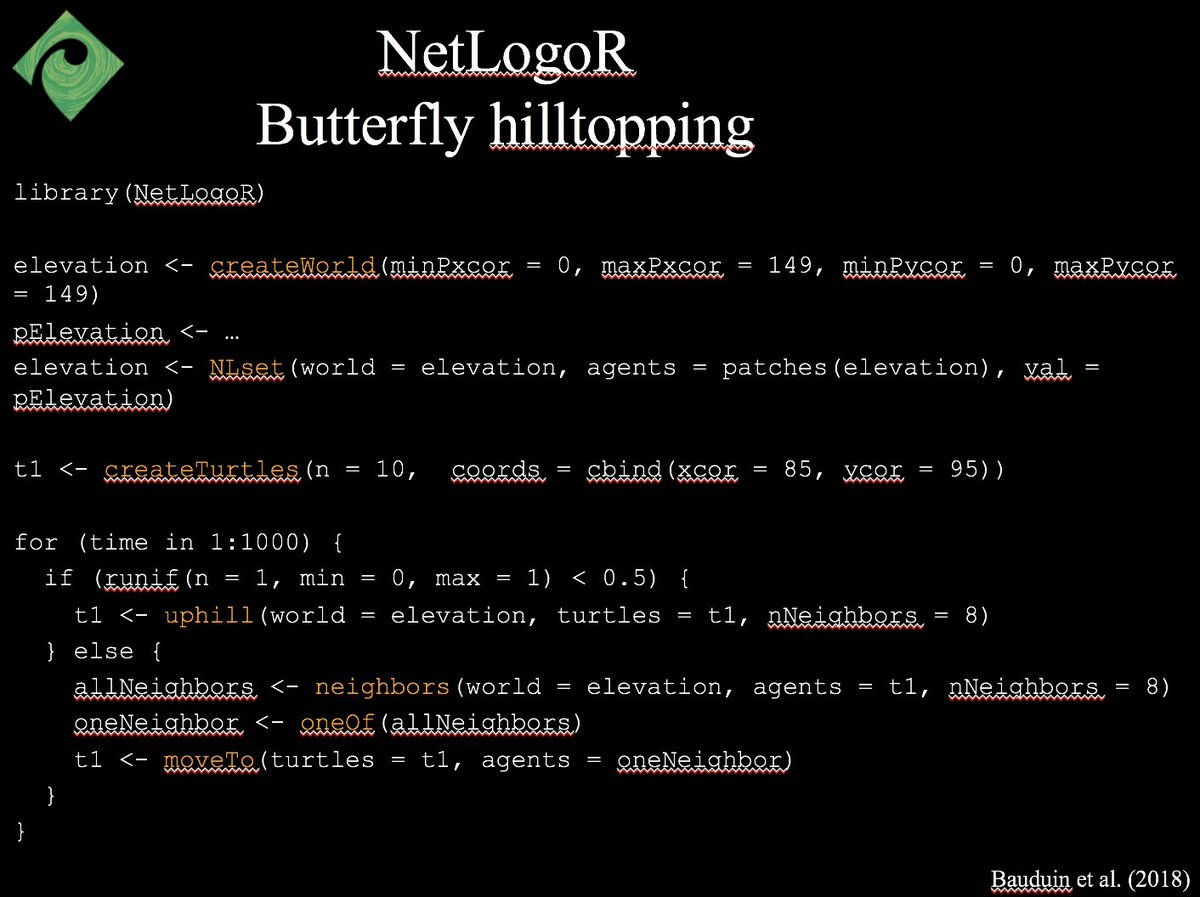 oaggimenez's tweet image. The famous #NetLogo butterfly example coded in #rstats w/ #NetLogoR