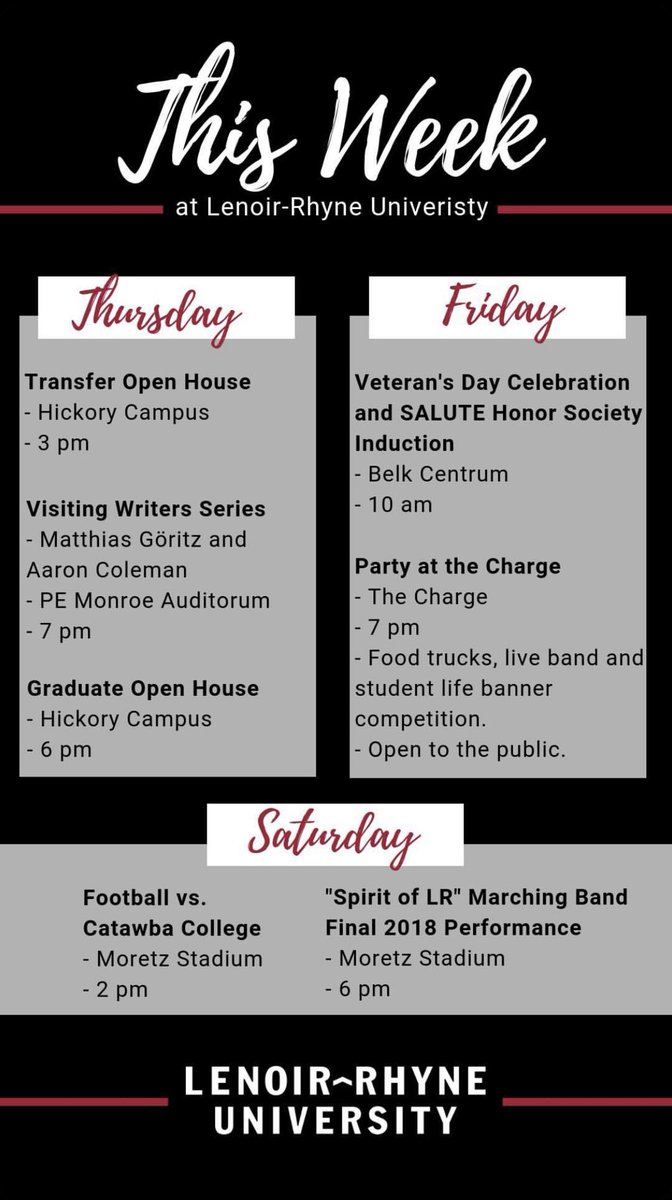 Andrew_LRU's tweet image. Are you up to date? Here’s the schedule for this week!