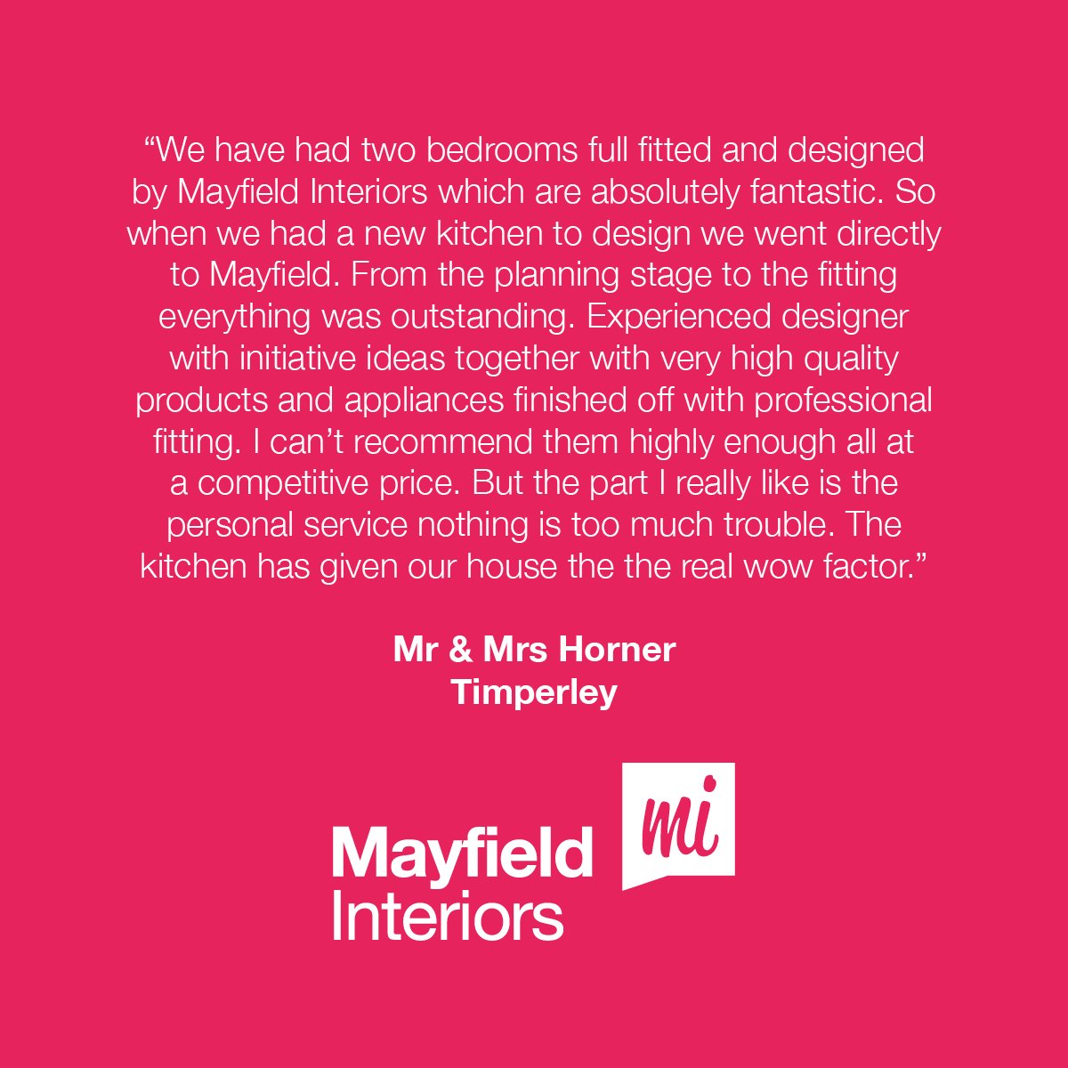 Another review from one of our lovely customers who has had a #Germankitchen from LEICHT and fully #fittedbedroom furniture from us!

Have a read as to what they think of Mayfield Interiors ✨