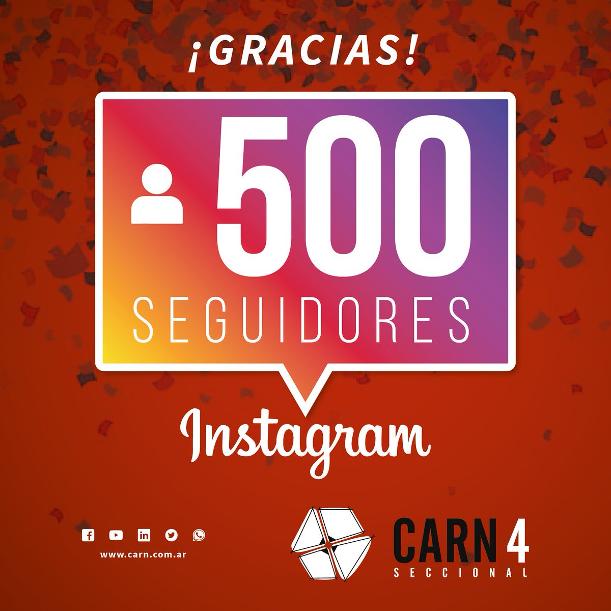 carn_4's tweet photo. ¡Llegamos a los 500 seguidores en Instagram! 😃

¿Todavía no nos seguís? 🤔

Entrá en 👉 https://t.co/0ixHmpCKvH ✅Seguinos y enterate de todas las novedades https://t.co/M23cJe48y2