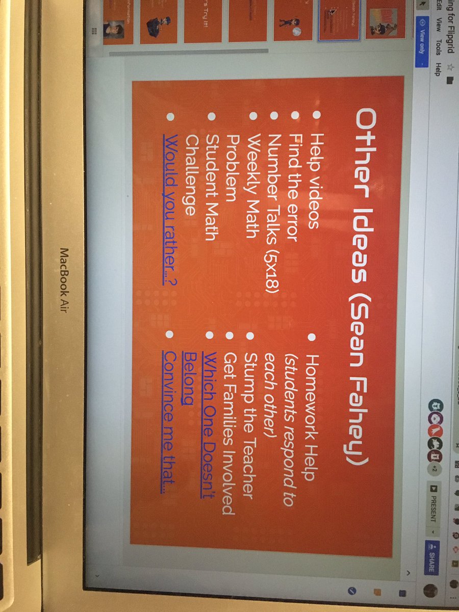 Eiler_teachMIS's tweet photo. There are so many possible ways to apply Flipgrid in the math classroom! Students can even offer peer responses to help with homework questions. #ICTM2018 https://t.co/JVmh06dSea