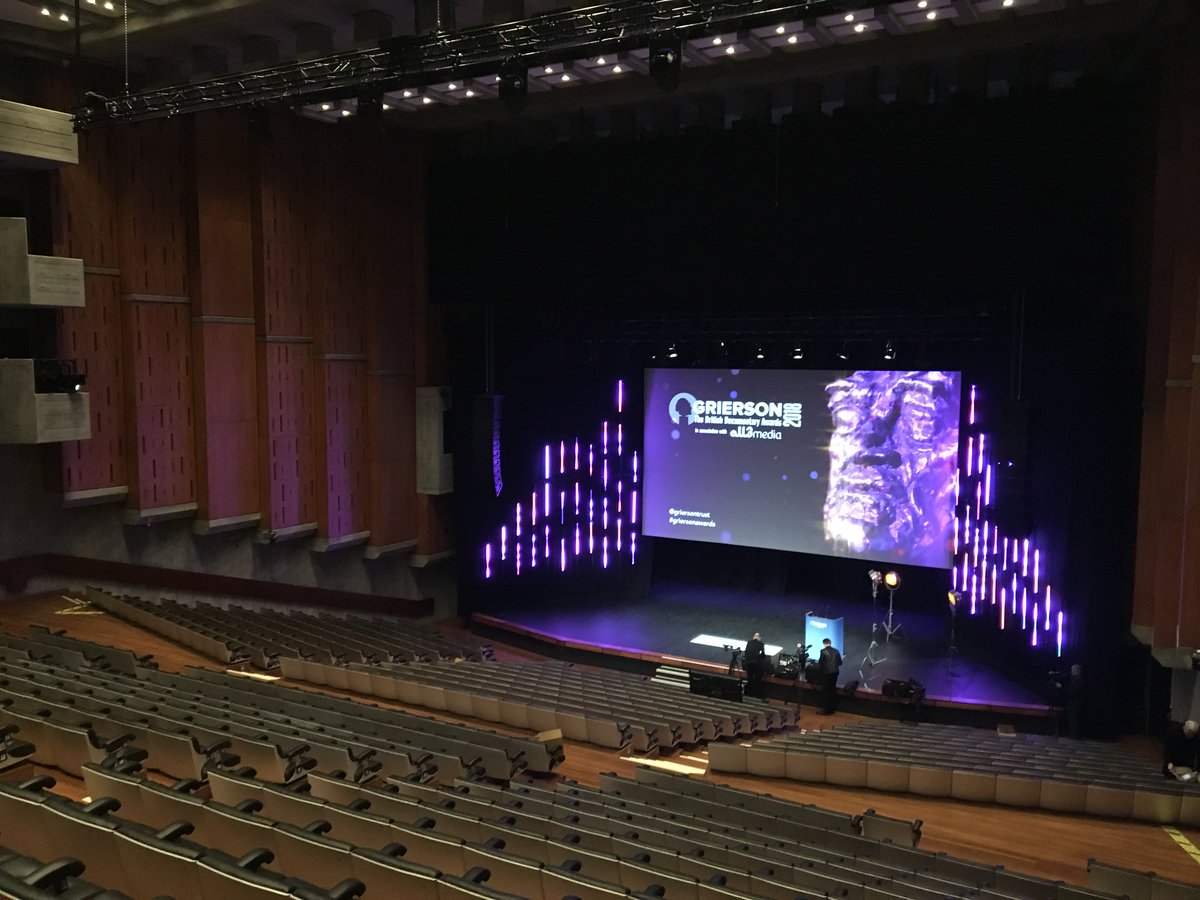 griersontrust's tweet photo. It's all happening here, getting ready for this evening's big event.  Looking forward to welcoming all the nominees, guests, sponsors and industry supporters to the Queen Elizabeth Hall later #GriersonAwards https://t.co/XcAdeFKlbW
