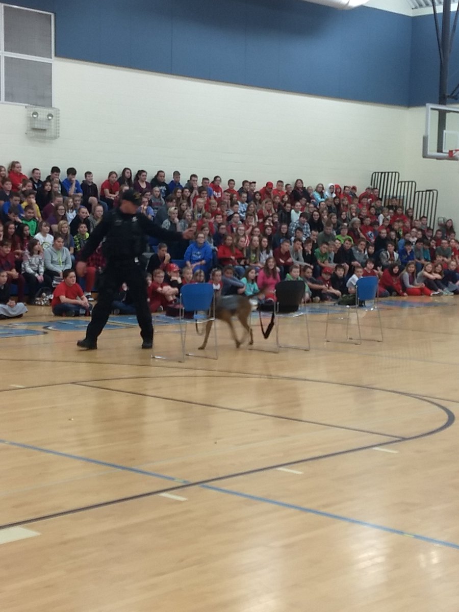 Look at that sea of red! Buckeye Trail Elementary and Middle School students wearing red on the final day of Red Ribbon Week 2018. The students got to see a demonstration from the @GuernseySheriff  K9 units!
<a href="/EastGuernsey/">East Guernsey</a> 
#redribbonweek 
#SayNoToDrugs